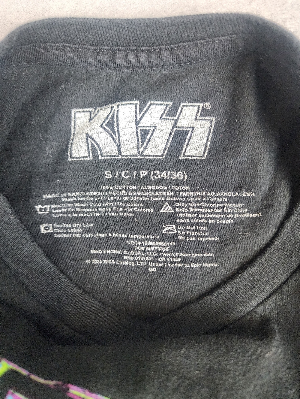 KISS Destroyer Graphic Tee - Black with Neon Print Retro Band Tee - Picture 3 of 7